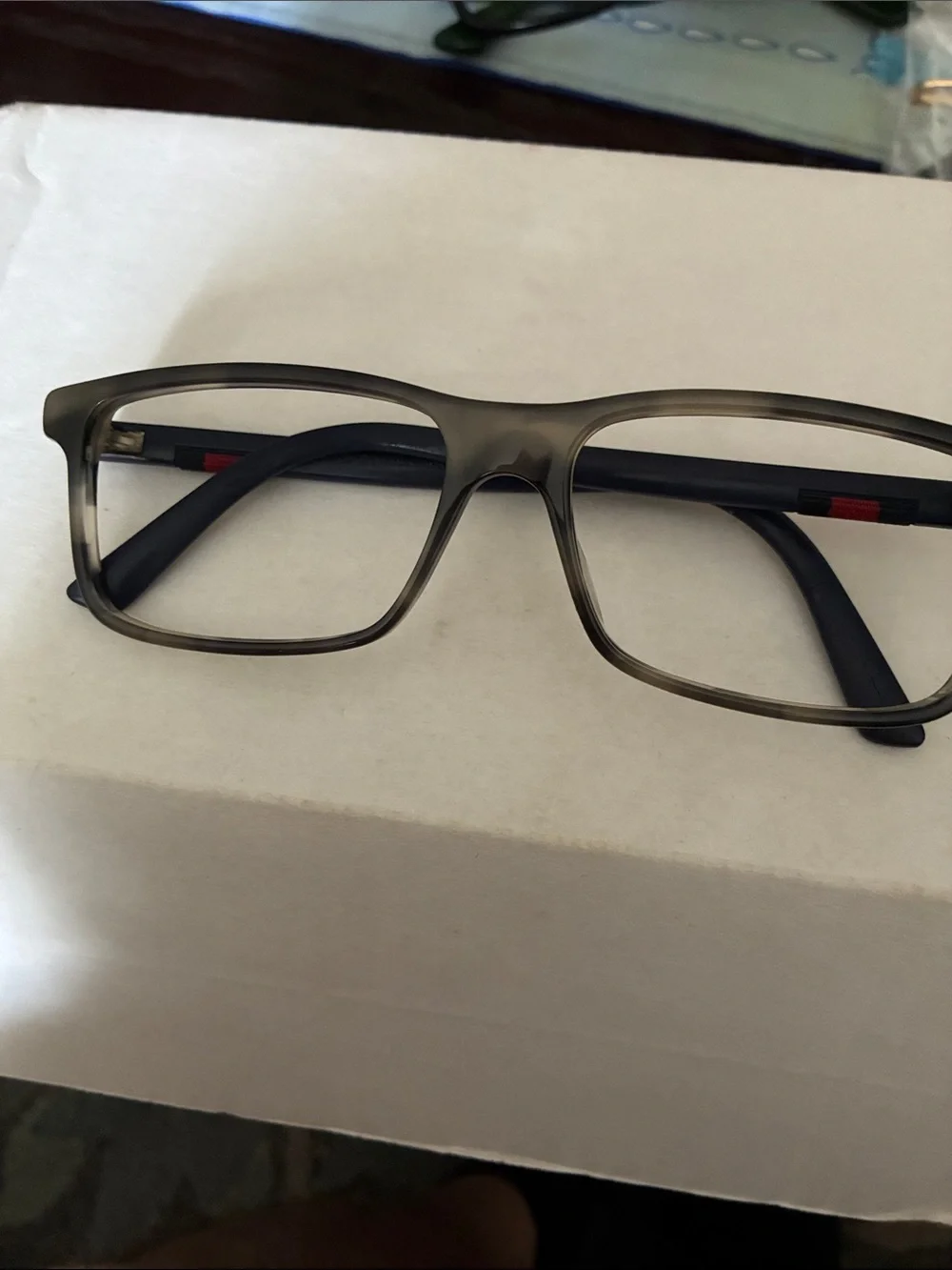 Gucci Navy and Tortoiseshell Rectangular Eyeglass Frames